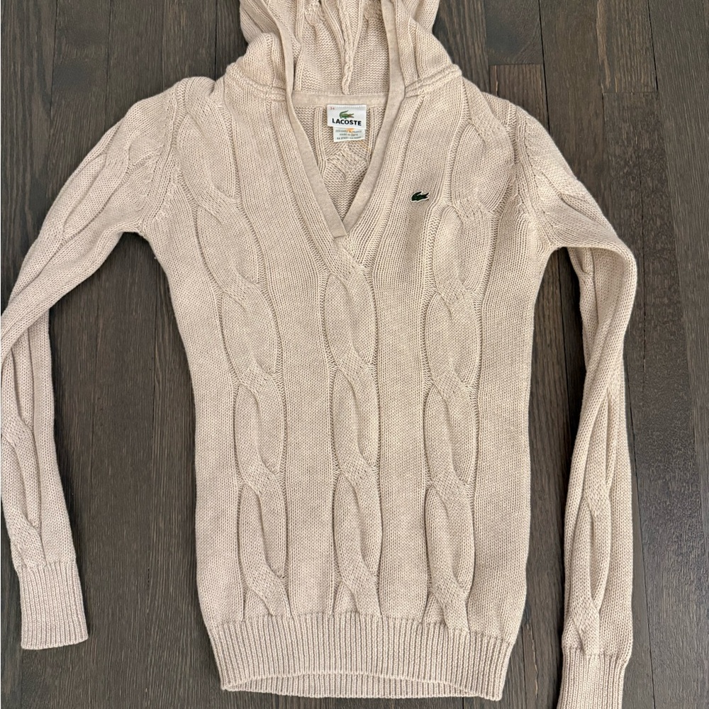 Lacoste Women's Cream Cable Knit Sweater